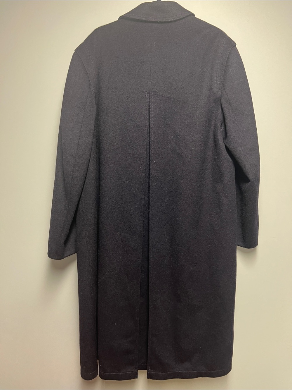Classic Men's dark navy wool Long Trench Coat - Picture 7 of 9